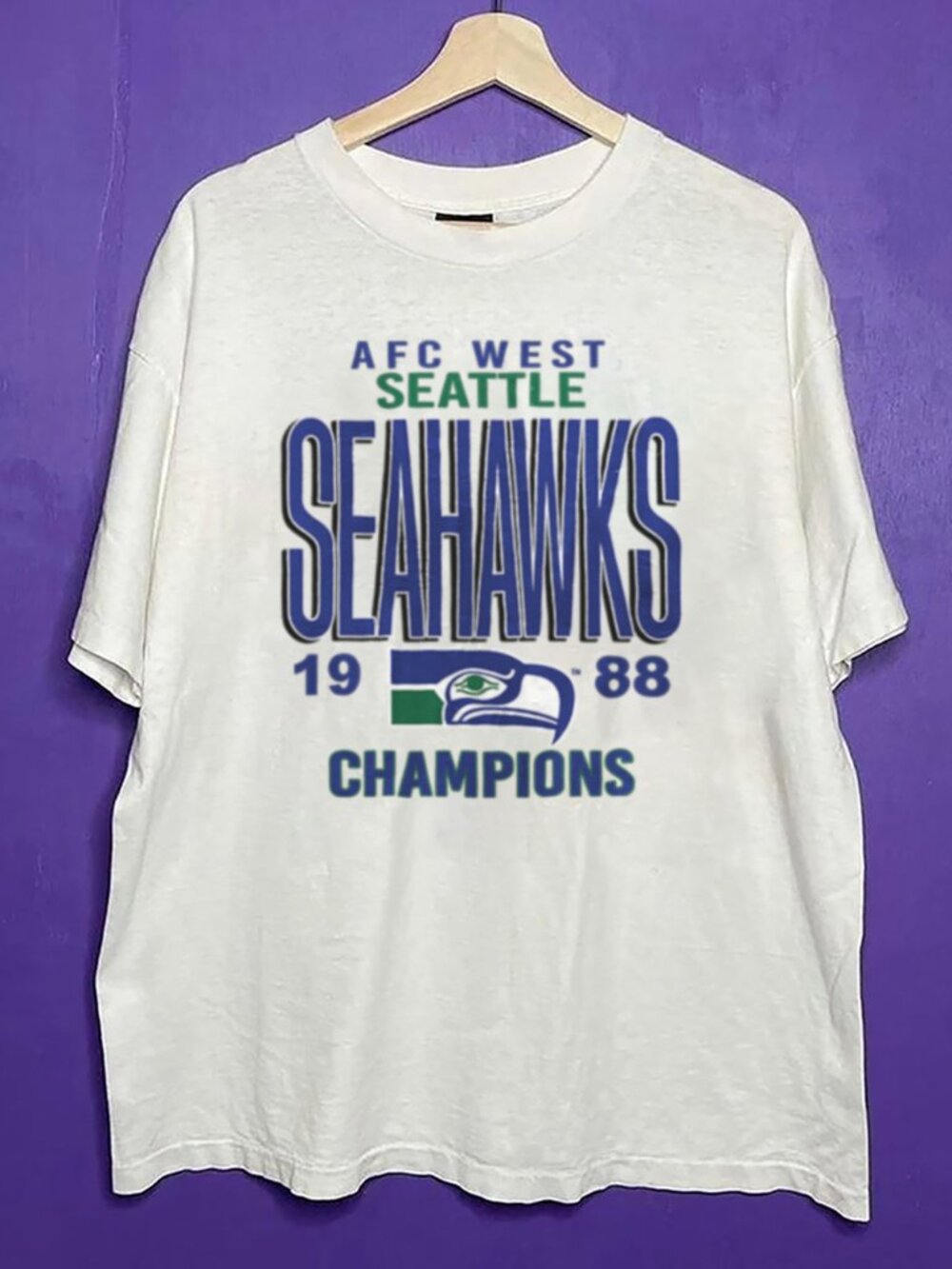 Vintage Seattle Seahawks 1988 AFC West Football Shirt, Retro Seahawks Shirt Tee